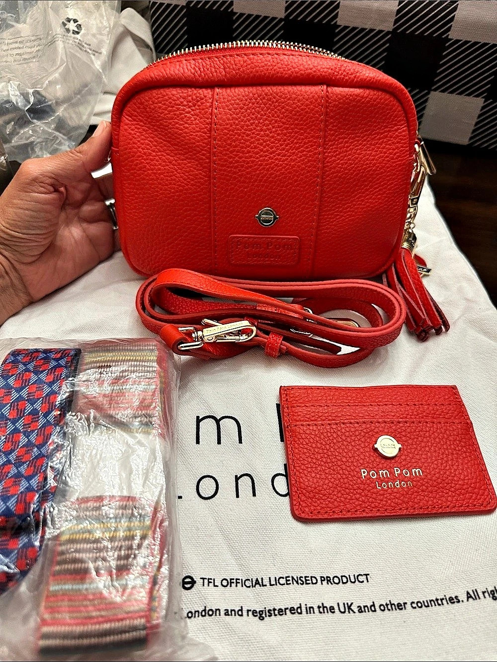 Pom London Transport Crossbody in central line red